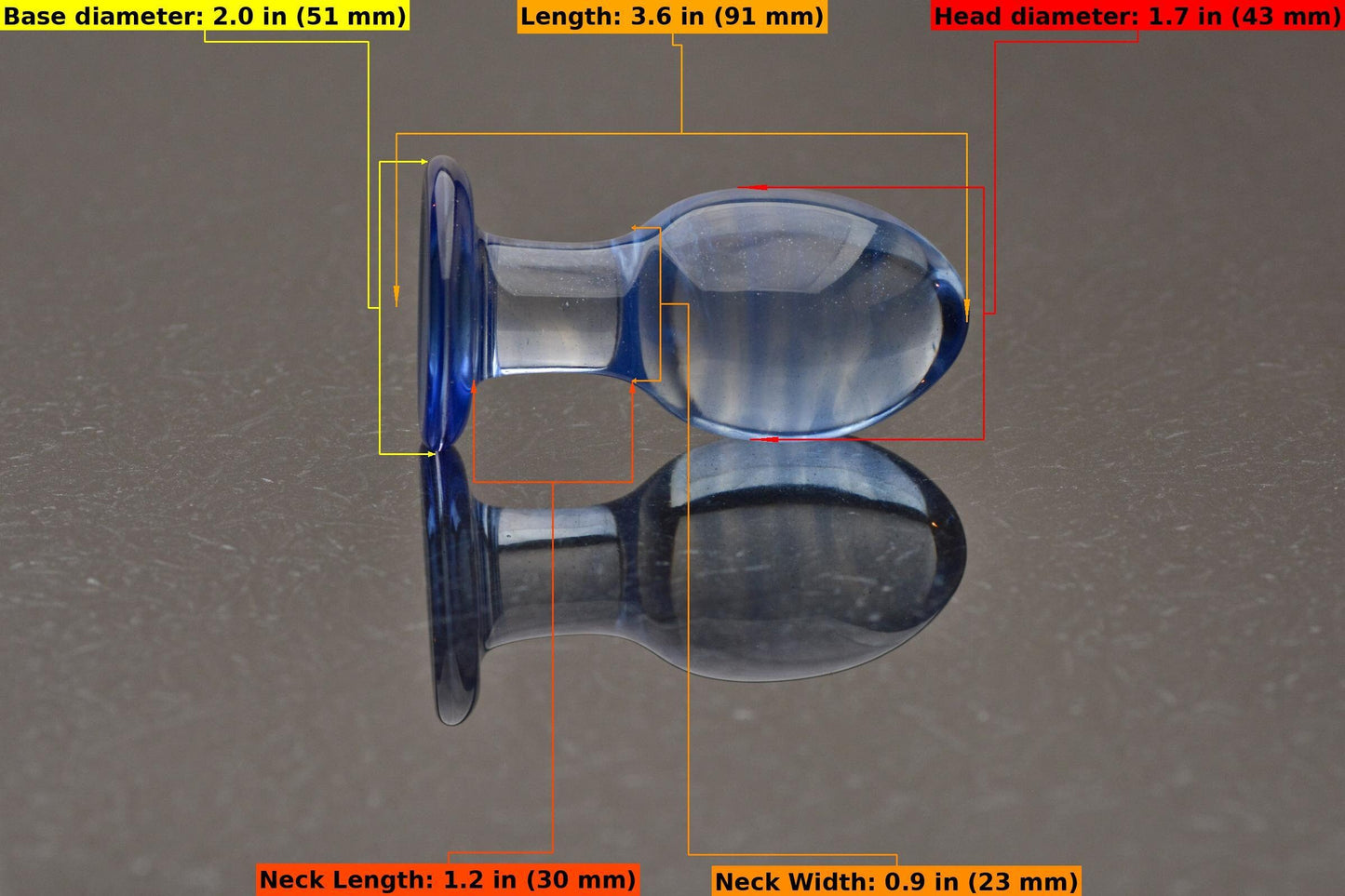Large Glass Butt Plug - Sparkling Blues by Simply Elegant Glass