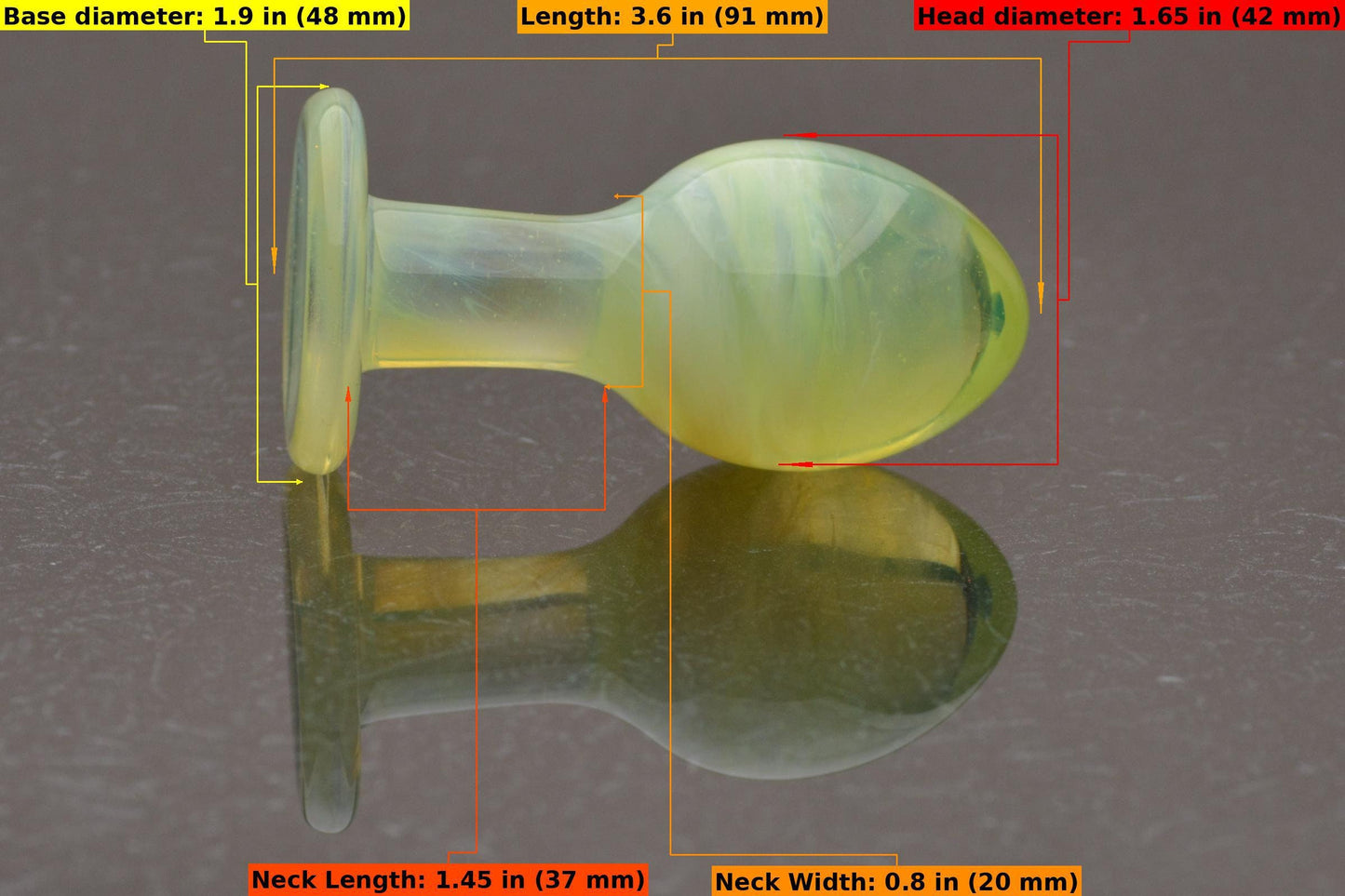 Medium-Large Glass Butt Plug - Light Key Lime