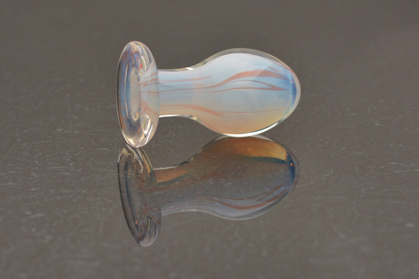 Medium Glass Butt Plug - Orange-Streaked Opaline