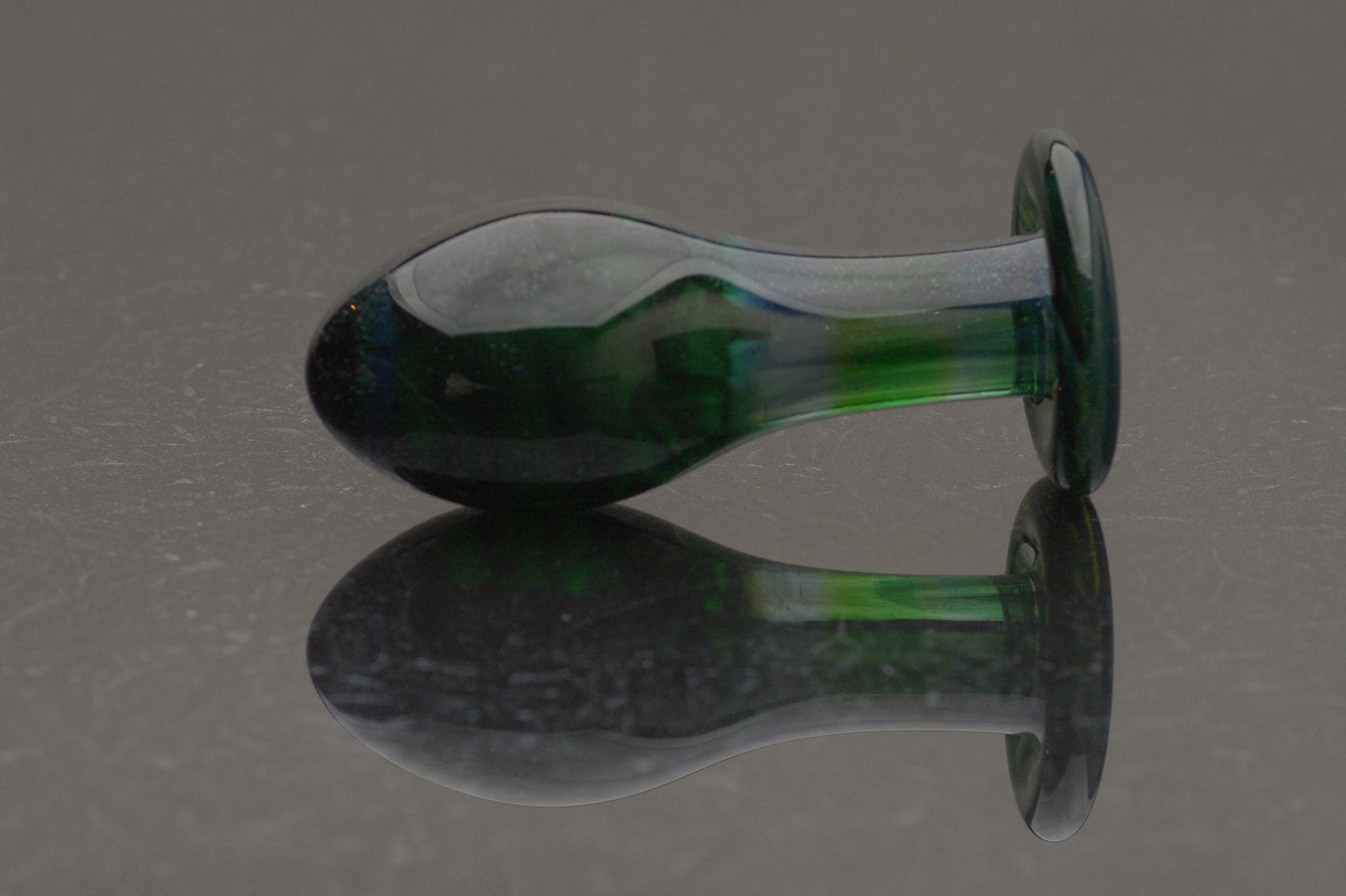 Medium Glass Butt Plug - Dark Emerald Malachite Sparkle