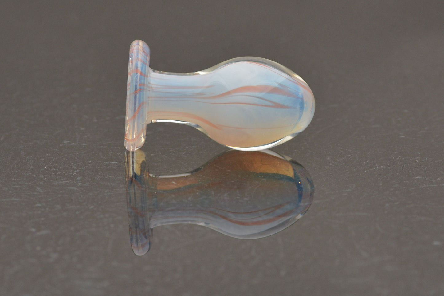 Medium Glass Butt Plug - Orange-Streaked Opaline