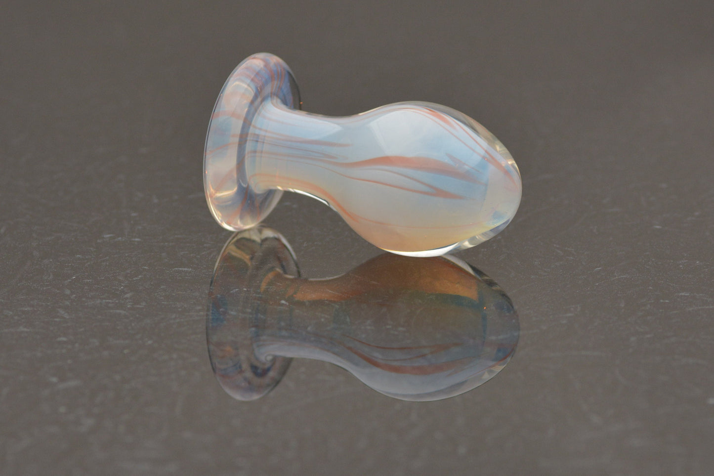 Medium Glass Butt Plug - Orange-Streaked Opaline