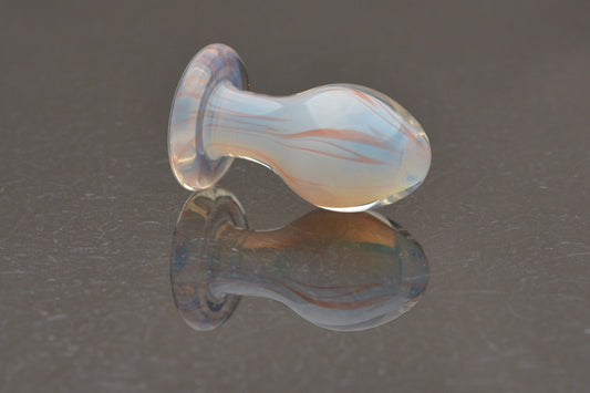 Medium Glass Butt Plug - Orange-Streaked Opaline