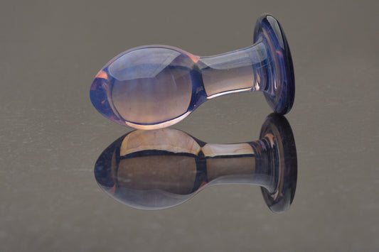 Medium Glass Butt Plug - Light Berry Sparkle