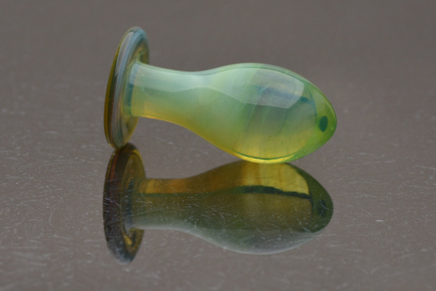 Medium Glass Butt Plug - Ghostly Green Sparkle