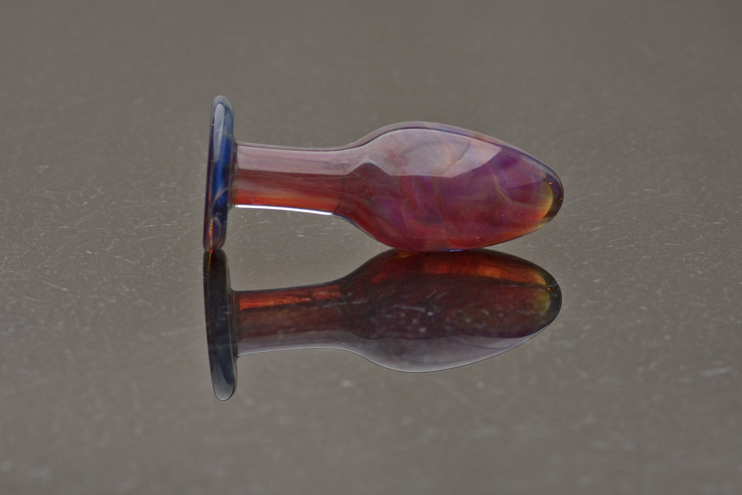 Medium Glass Butt Plug by Simply Elegant Glass - Marbled Scarlet Sparkle