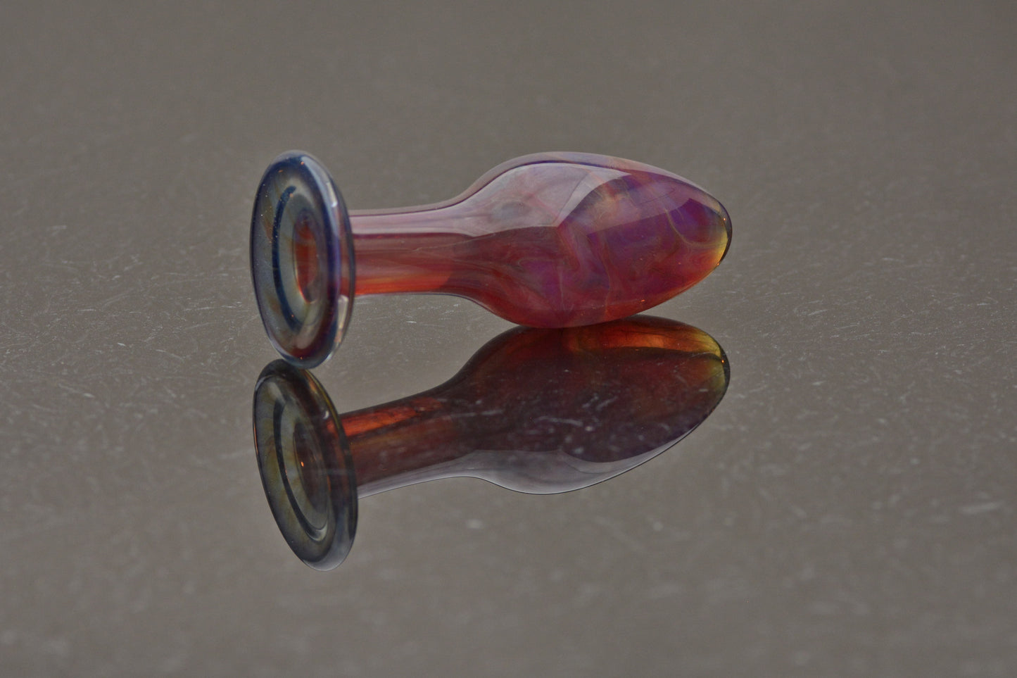 Medium Glass Butt Plug by Simply Elegant Glass - Marbled Scarlet Sparkle